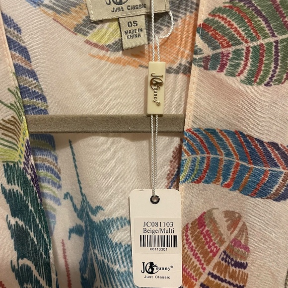 NWT JC Sunny Printed Woven 100% Cotton Lightweight Kimono OS - Picture 5 of 9